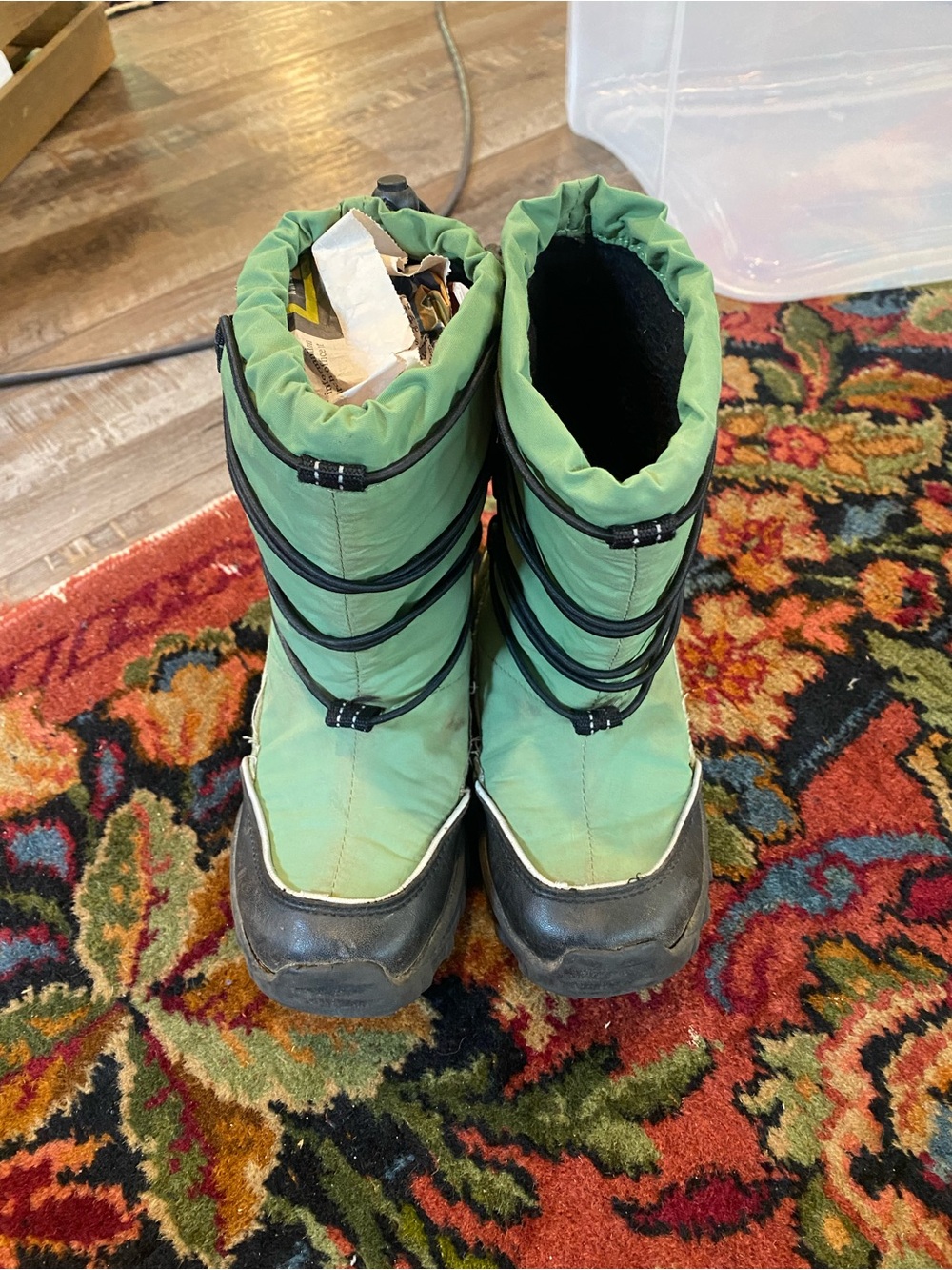 Lands end Kids Insulated Green Snow Boots with Easy Pull-Top Closure
